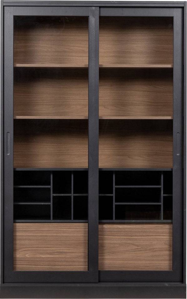 Vitrineskab Woood Exclusive James   Fsc-certificeret Fyrretræ Glasvitrine  Sort Natur 200x125x47 Cm
