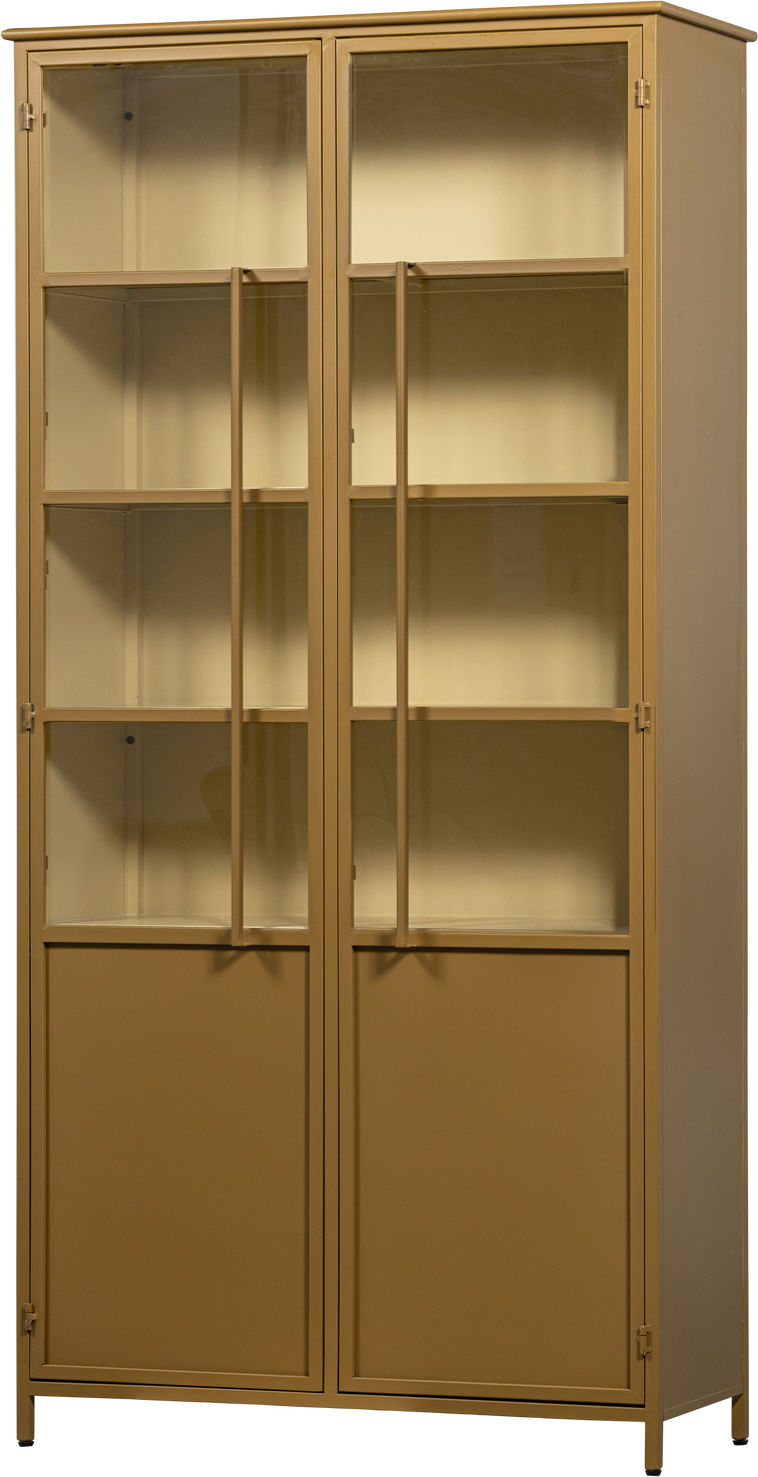 Vitrineskab Woood Exhibit Displayskab Honninggul  Mat Pulverlakeret Jern    Hylder  203x99x45 Cm