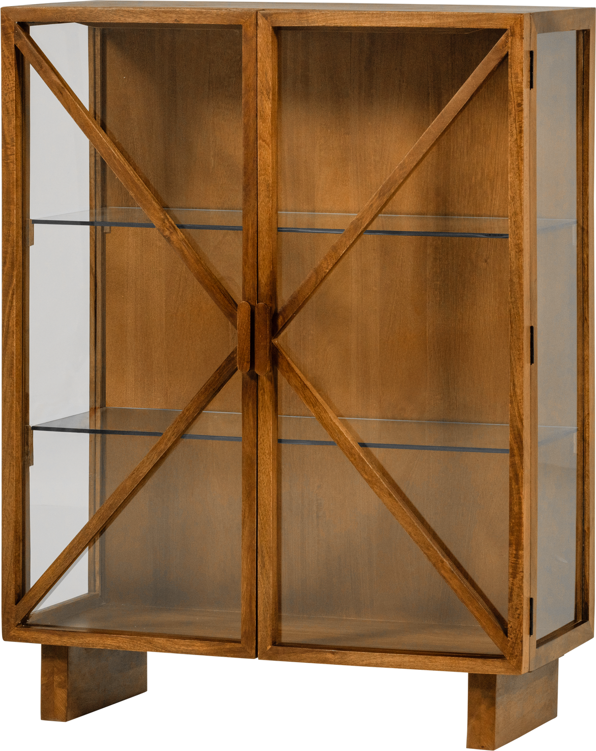 Vitrineskab Woood Kella  Mangotræ Og Glas  Natur    Døre  H132ã B100ã D44 Cm
