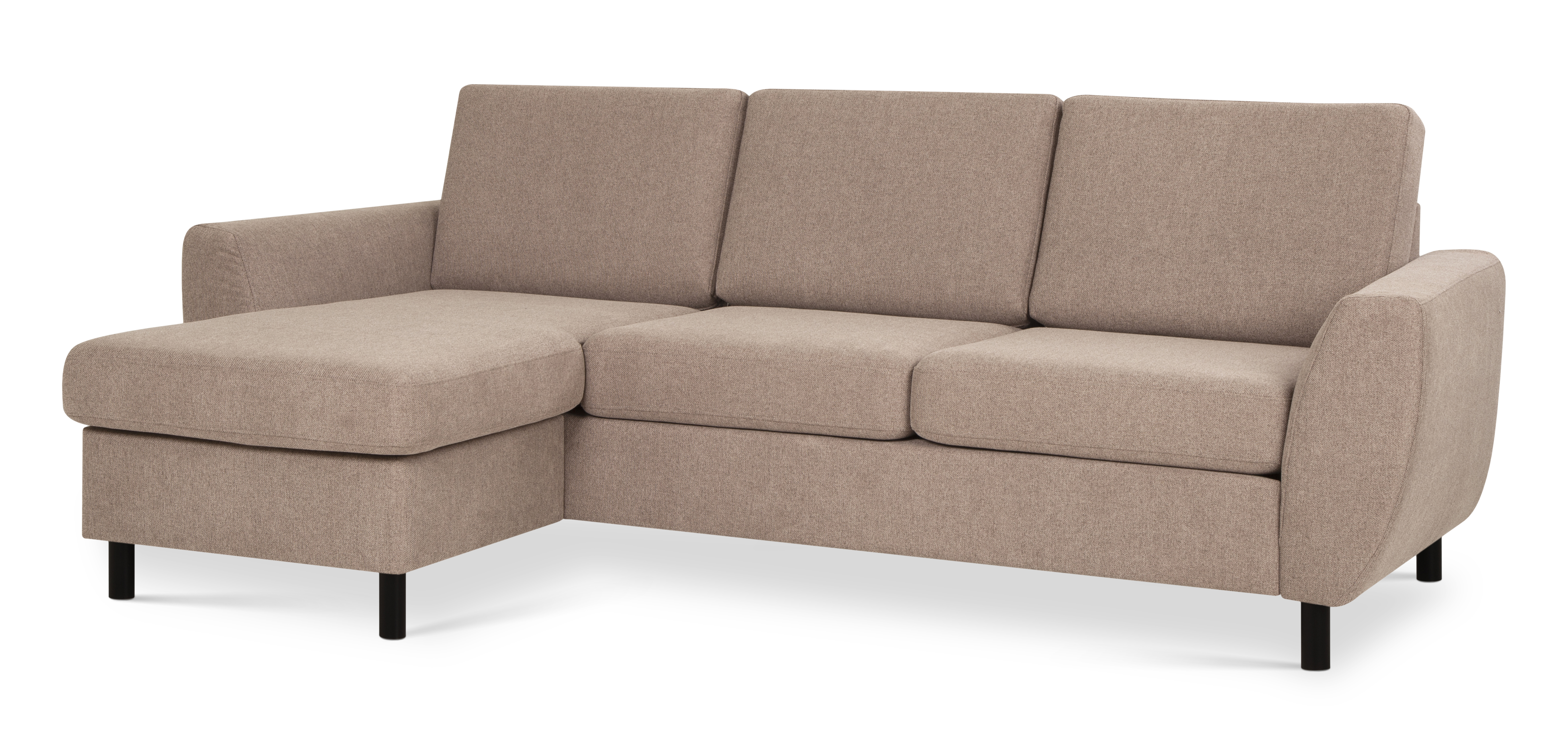 Wendy Set   3d Sofa     Chaiselong Antelope Beige Polyester Stof Og Sort Træ