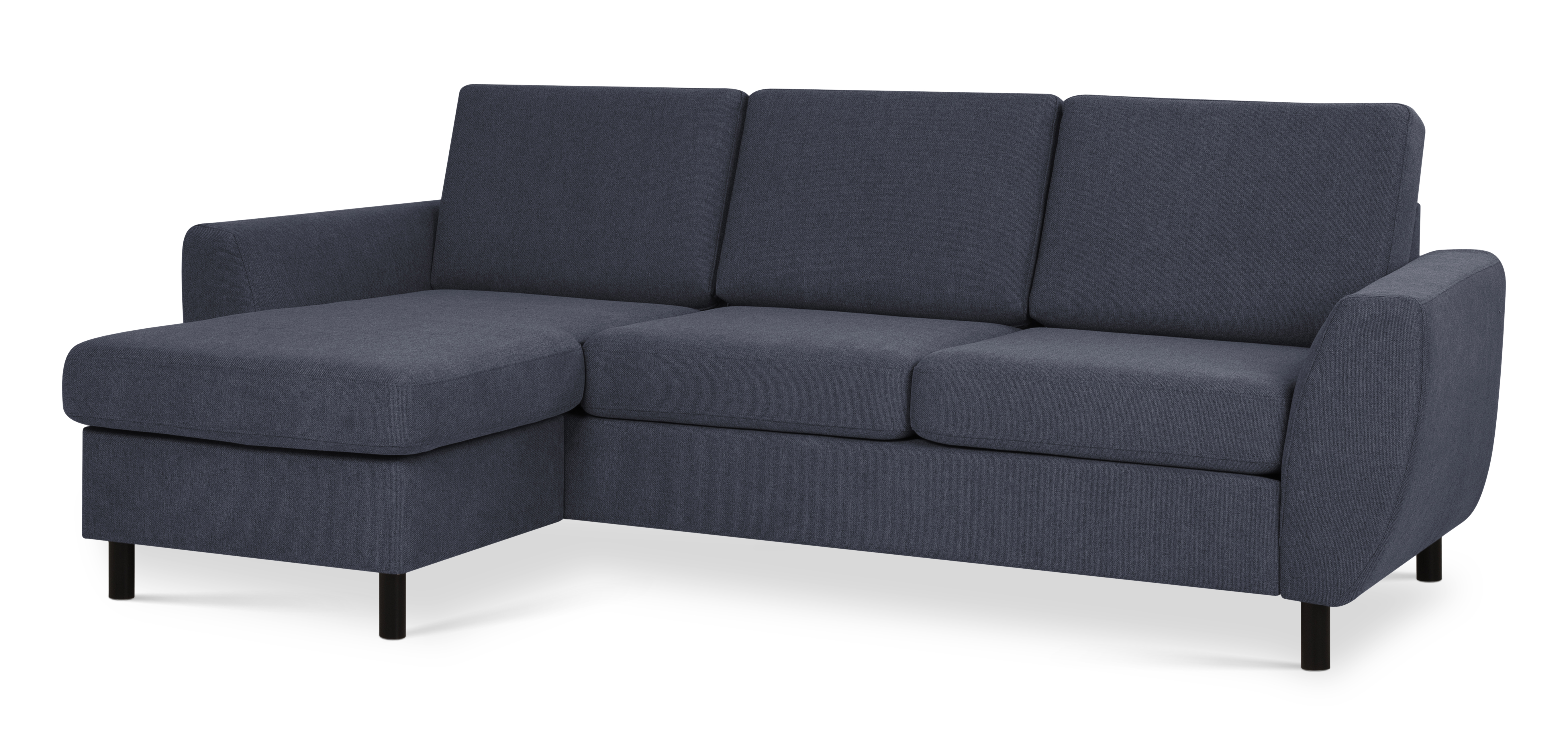 Wendy Set   3d Sofa     Chaiselong Blå Polyester Stof Og Sort Træ