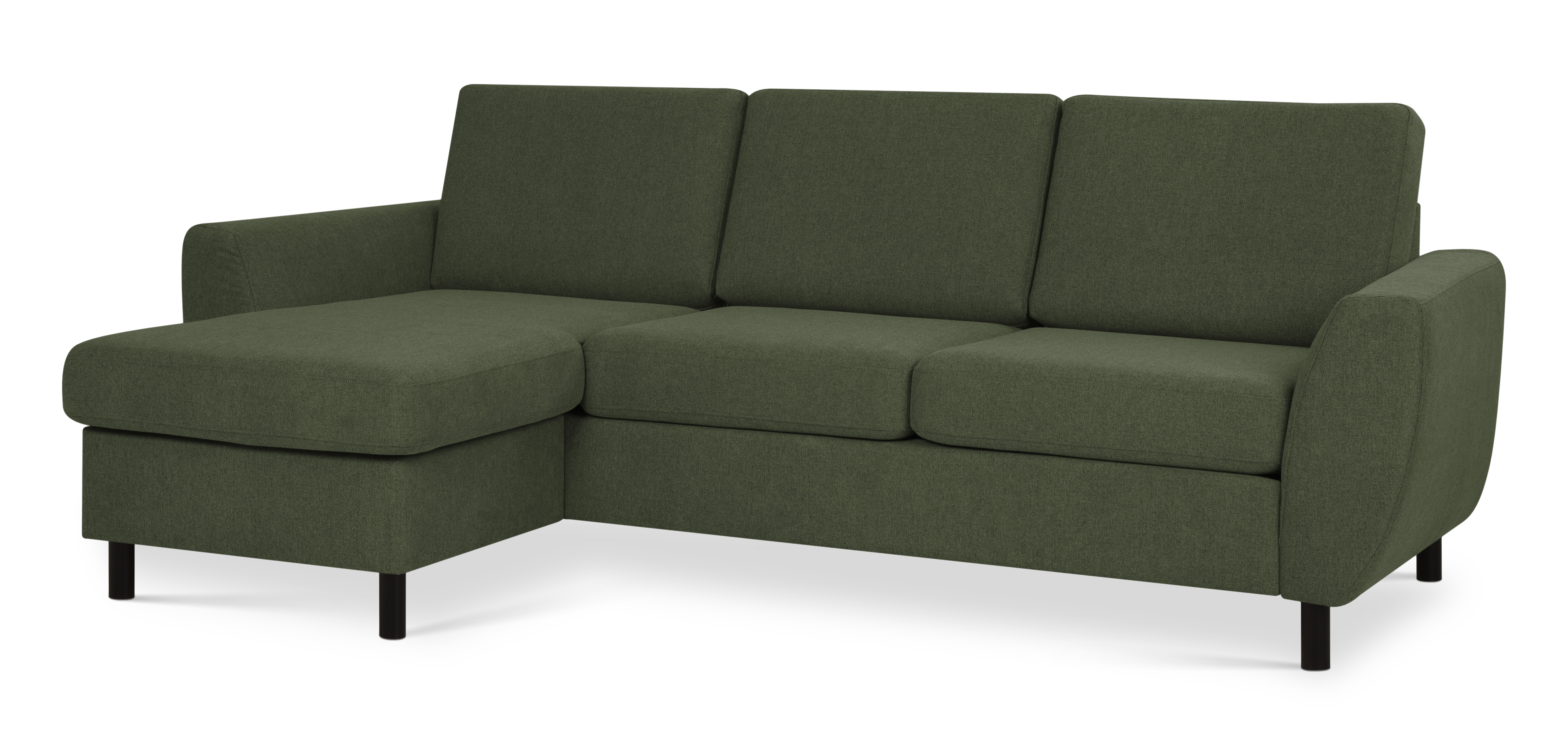Wendy Set   3d Sofa     Chaiselong Vinter Mosgrøn Polyester Stof Og Sort Træ