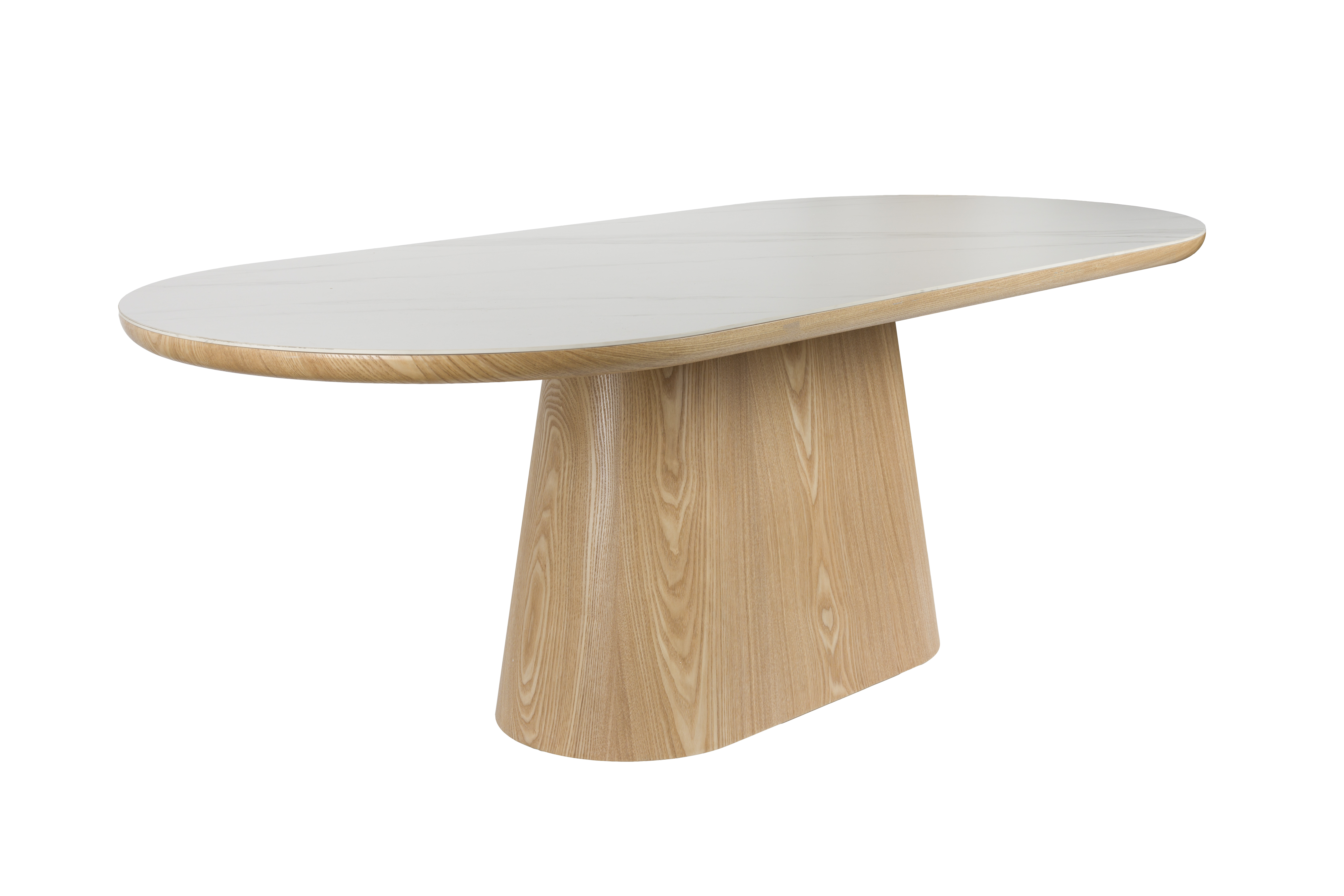 White Label Living Almira Spisebord  Oval Snehvid Mat Sintret Sten Og Egetræ Papirfinér  200x90