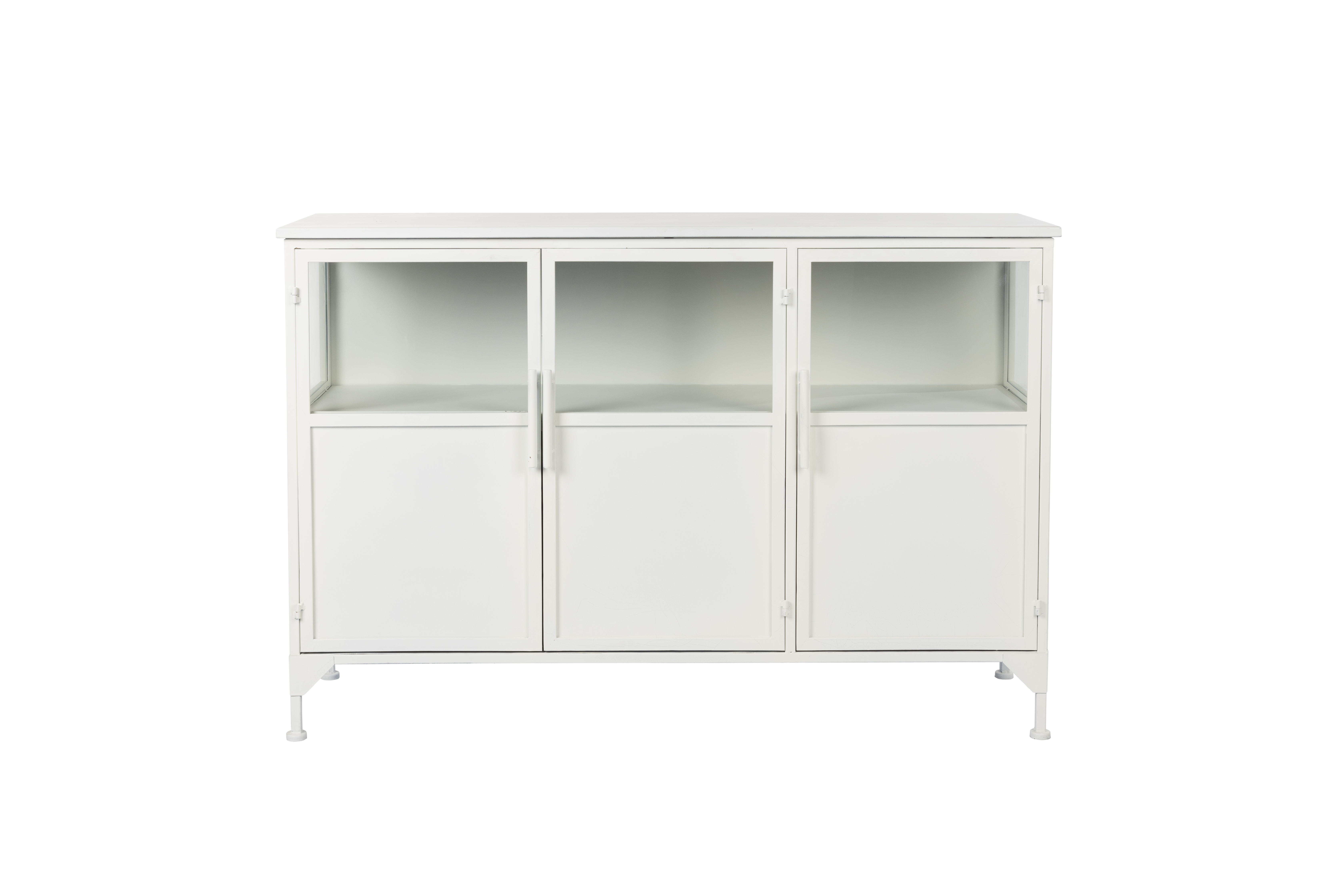 White Label Living Miya Low Vitrineskab       Låger Og Hylder Glas Og Hvid Jern