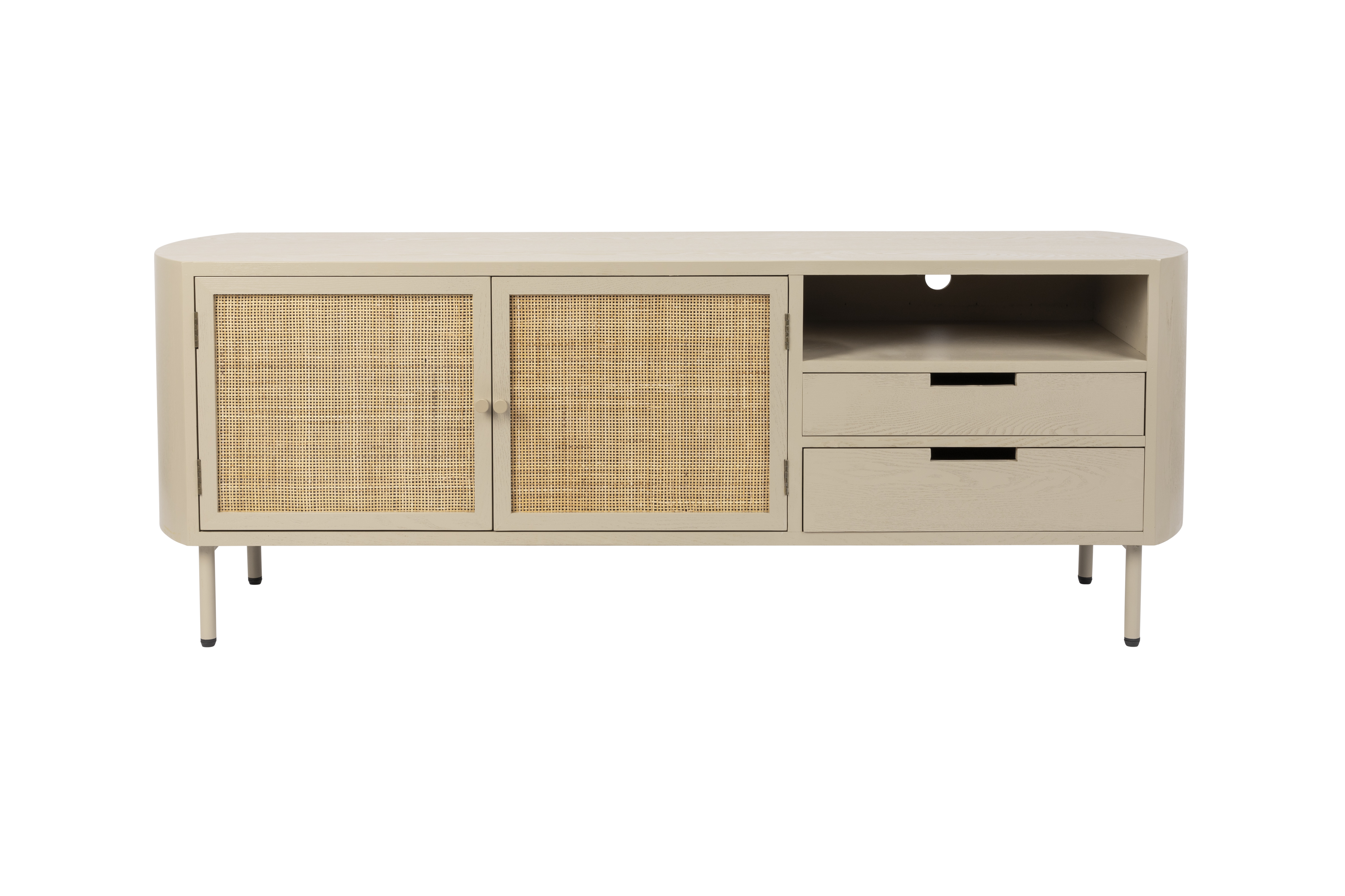 White Label Living  White Label Living Amaya Skænk       Låger Og   Skuffer Rattan Og Beige Mdstå