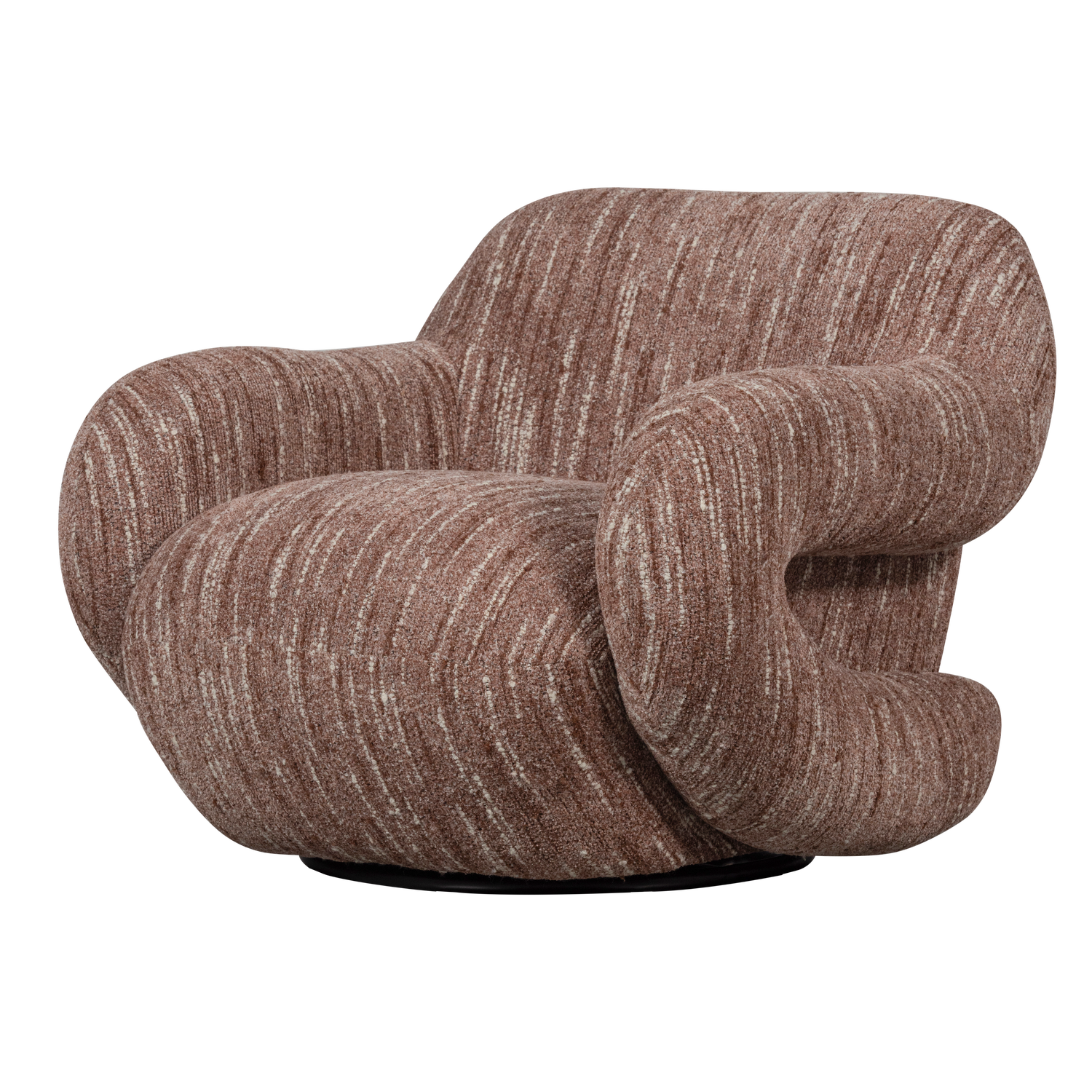 Woood Folke Drejestol     Armlæn Gammelrosa Melange Chenille Stof
