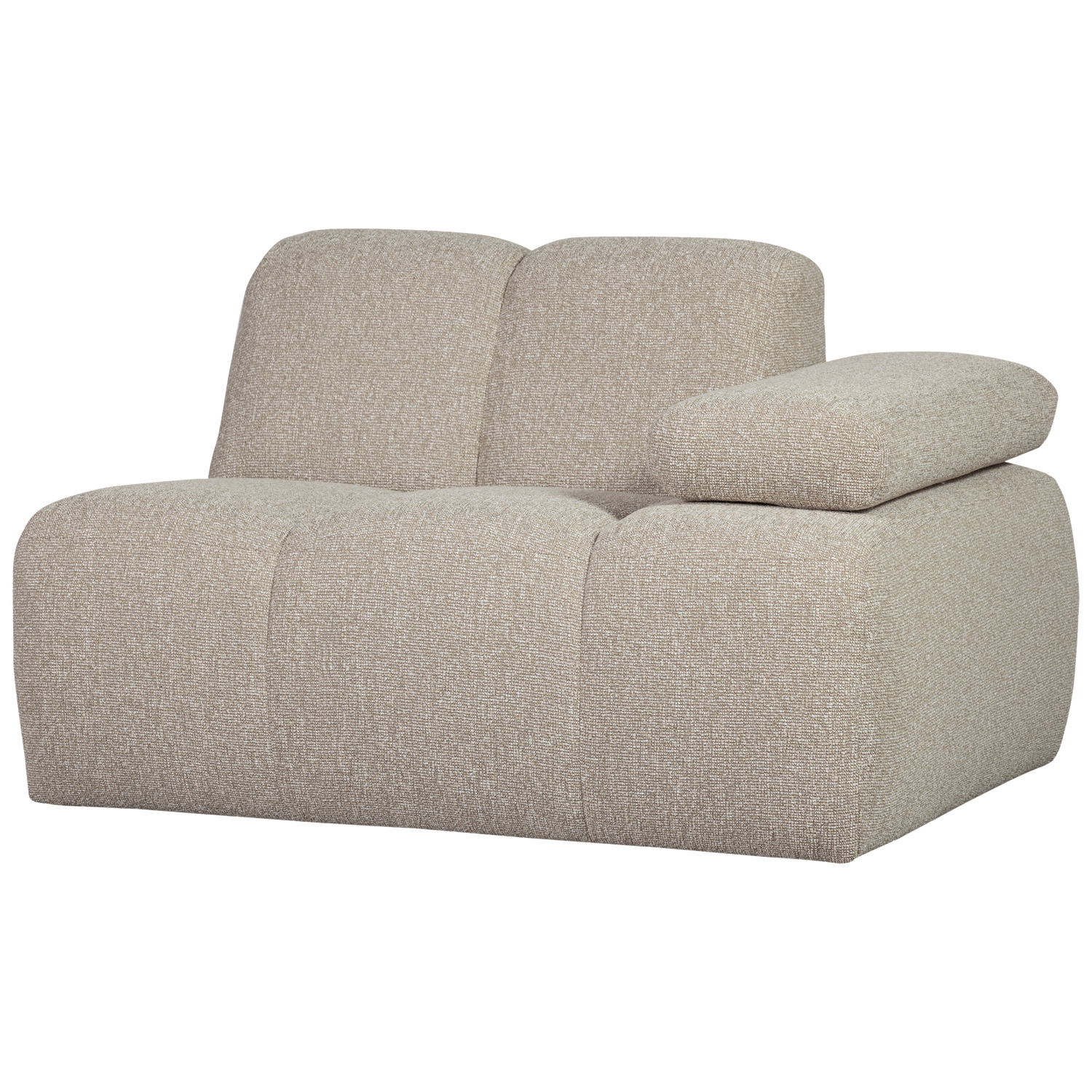Woood Mojo   Pers  Modul Sofa  Højre     Armlæn Beige Meleret Bouclé Stof