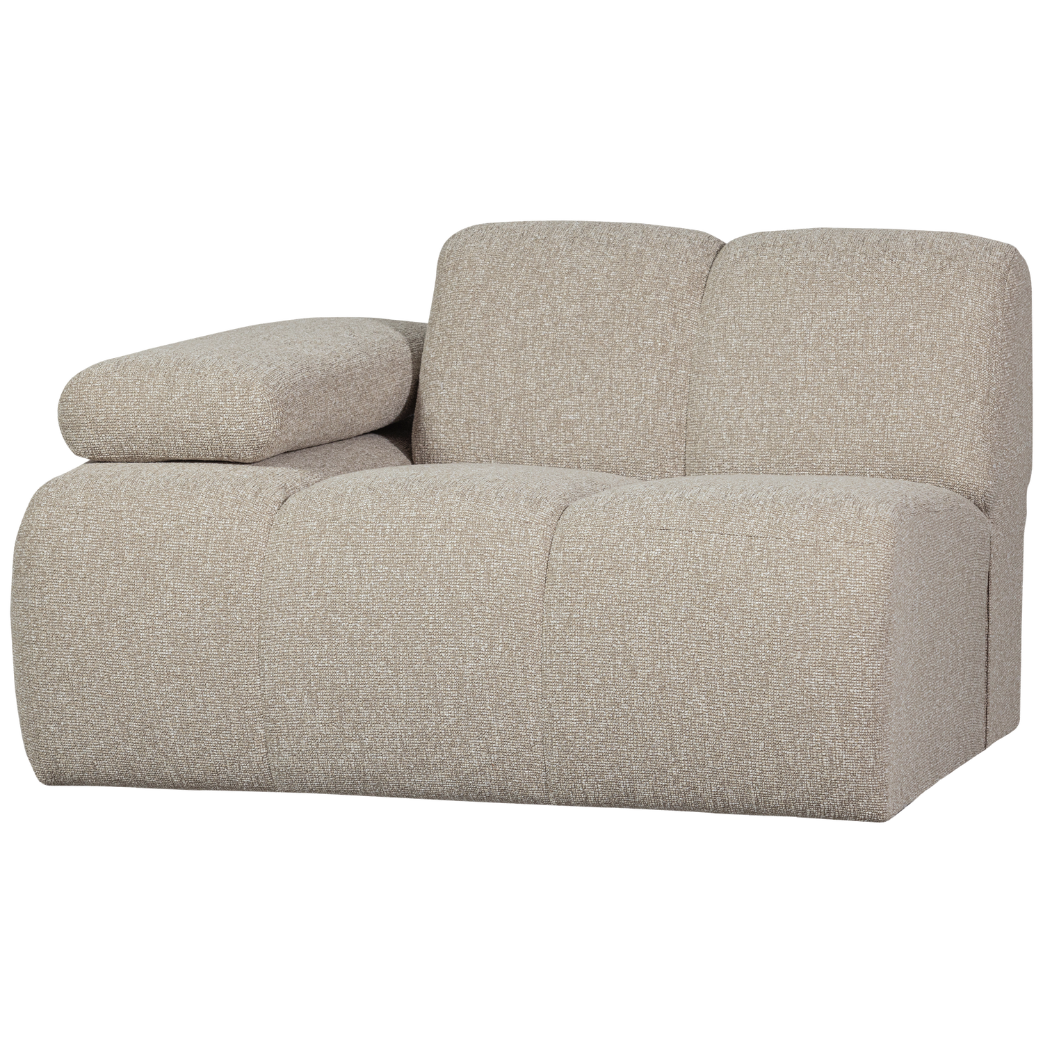 Woood Mojo   Pers  Modul Sofa  Venstre     Armlæn Beige Meleret Bouclé Stof