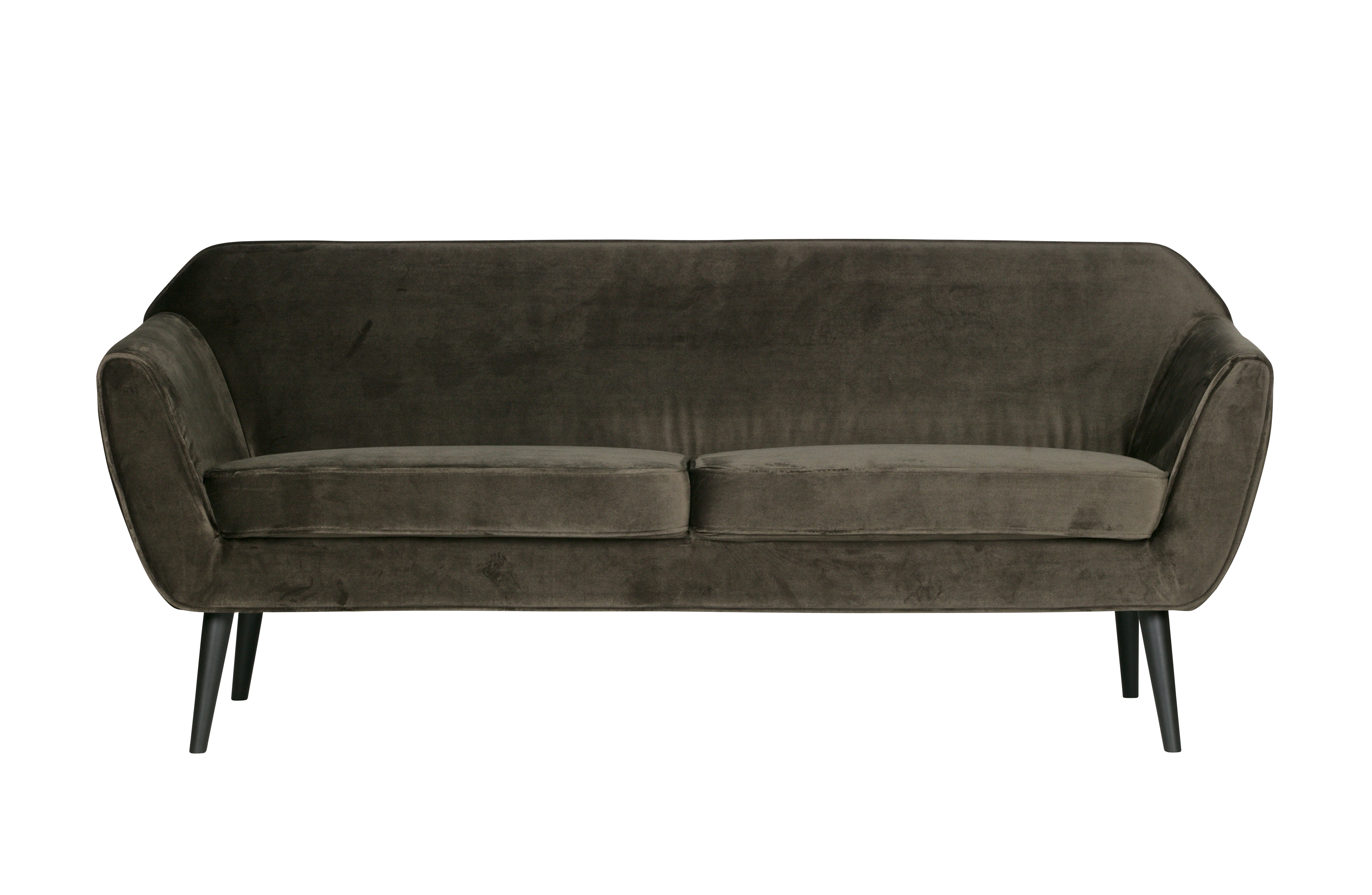 Woood Rocco Sofa Varm Grøn Polyester Fløjl Og Sort Bøgetræ