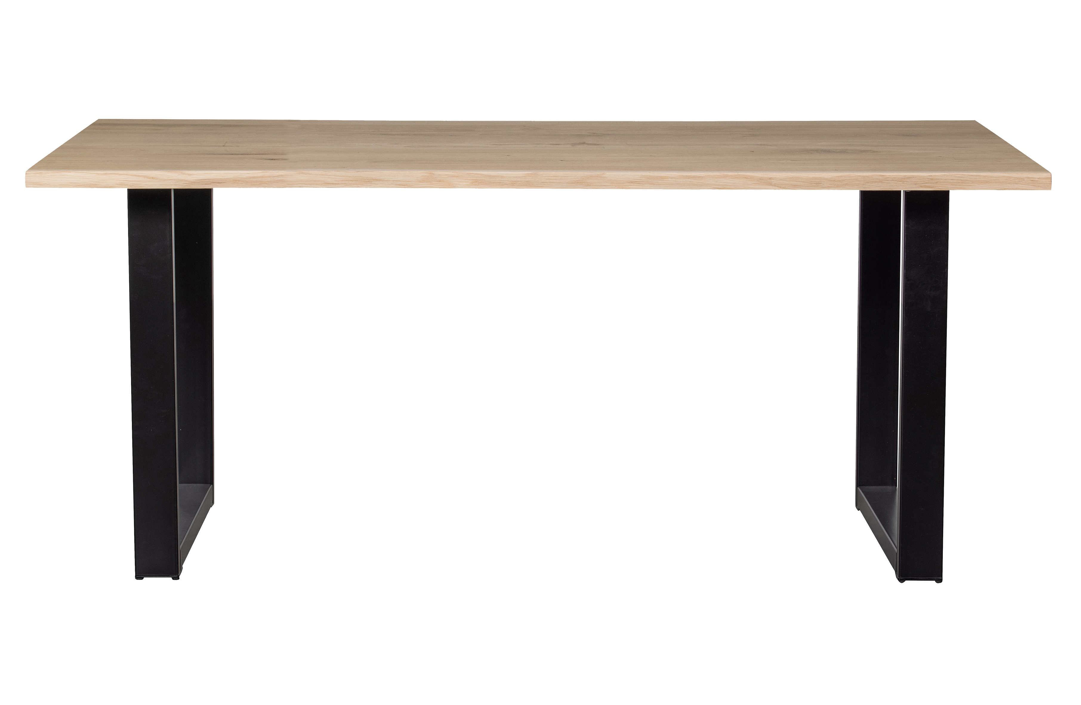 Woood Tablo Træstamme Spisebord     Bølget Kant  Rektangulær Natur Eg Og Sort Stål  180x90