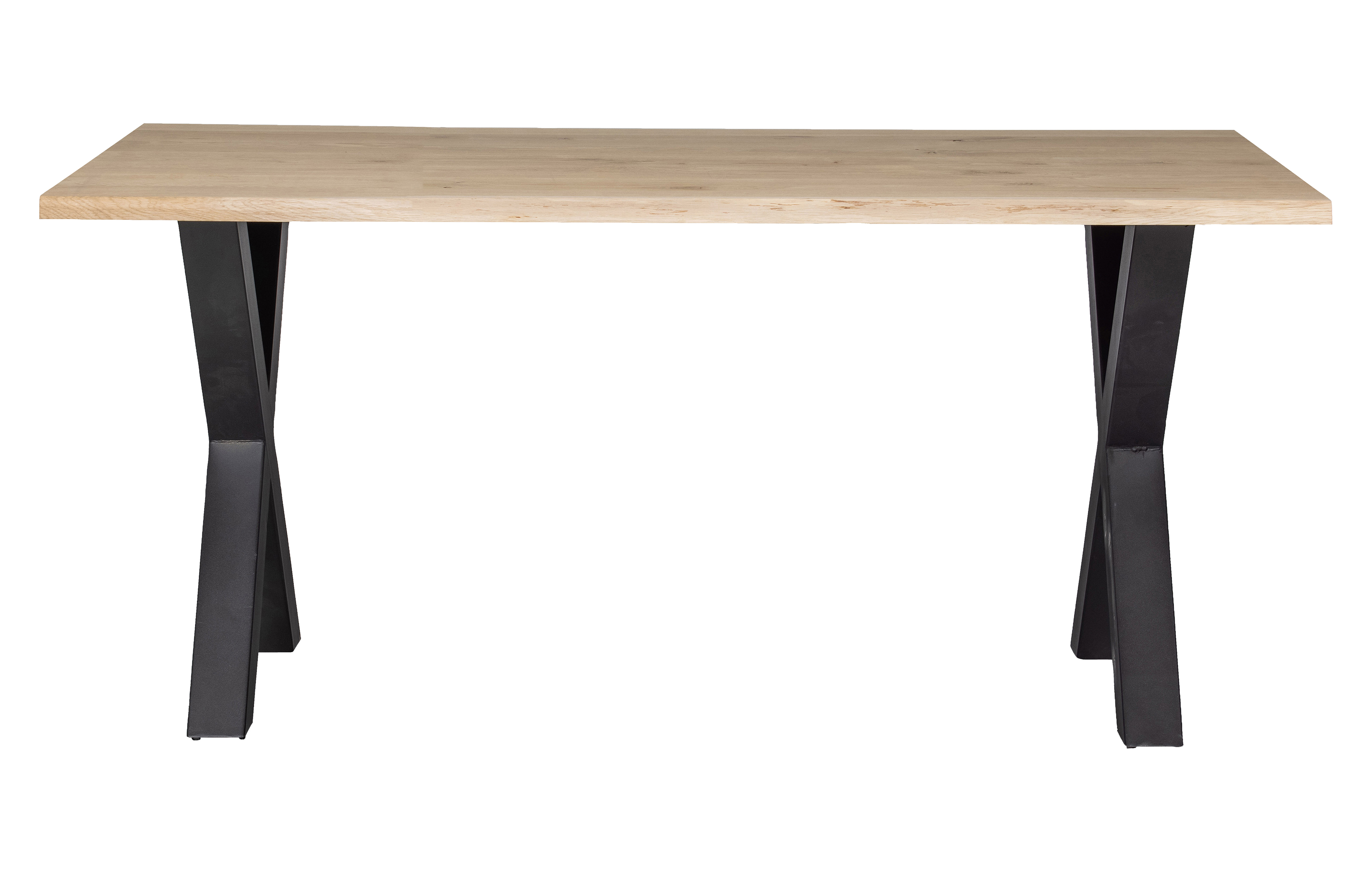 Woood Tablo Træstamme Spisebord     Bølget Kant  Rektangulær Natur Eg Og Sort Stål  180x90