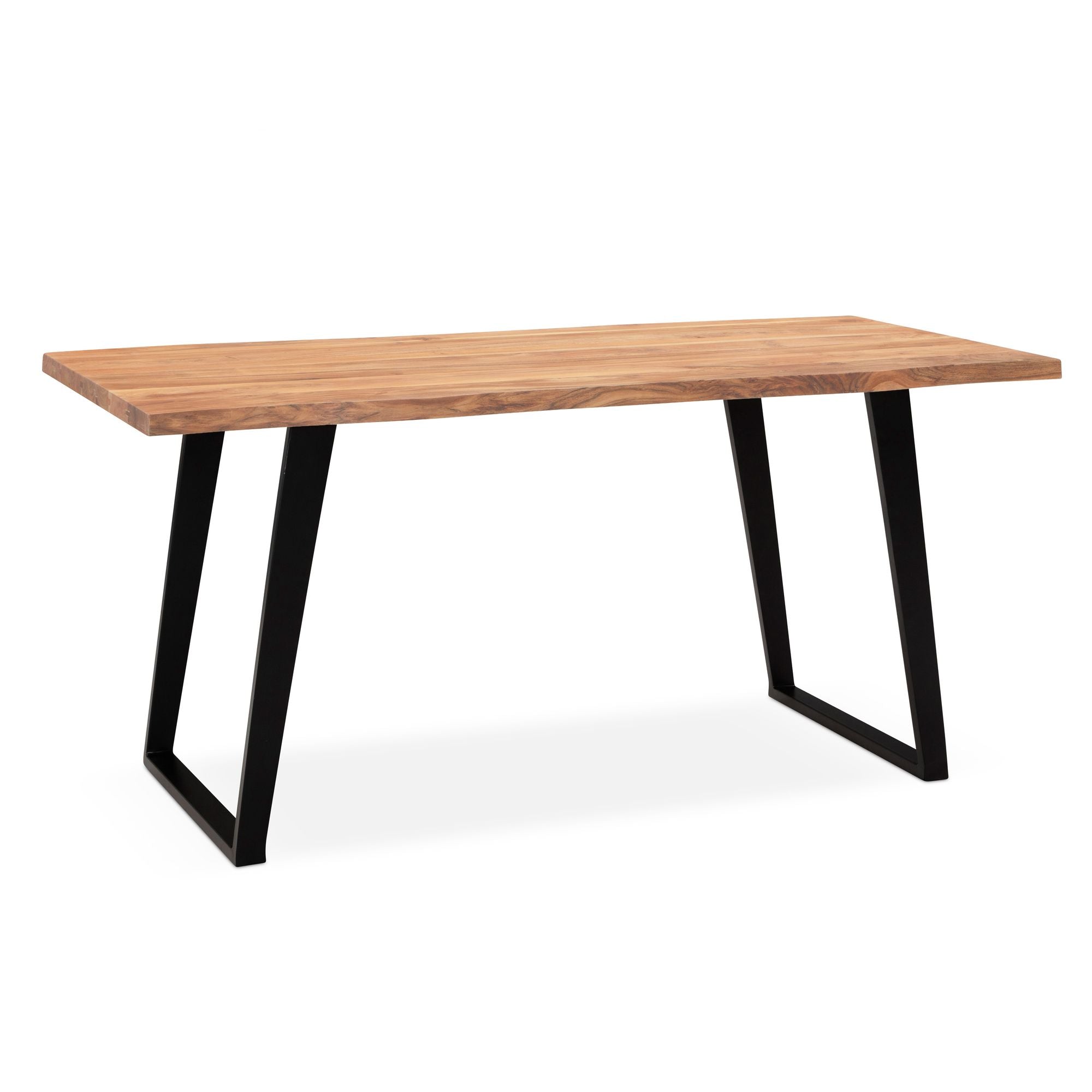 160x80x76 Cm Computerbord   Massivt Akacietræ Metal Med Trækant