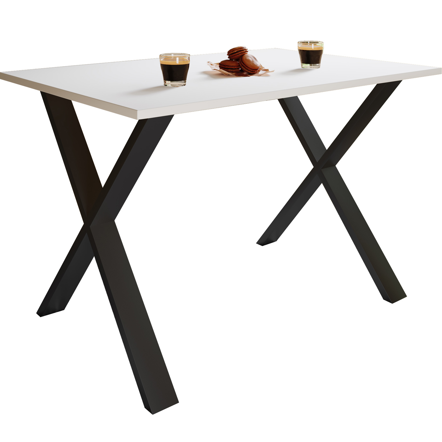 Xona  -feet Spisebord Hvid Træ Og Sort Aluminium  140x80