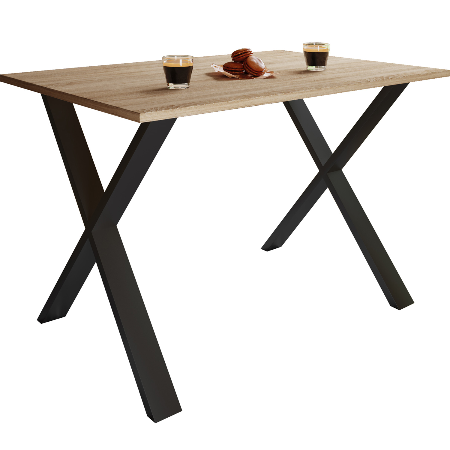 Xona  -feet Spisebord Natur Træ Og Sort Aluminium  140x80