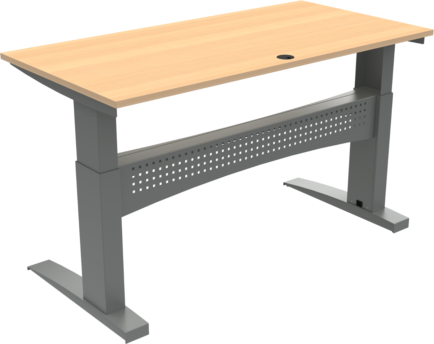 Zennord Flexdesk Hæve- Sænkebord Firkantet 160x80 Cm Naturbøg Sølv Stel Med Bosch-motor Højde 65-122 Cm