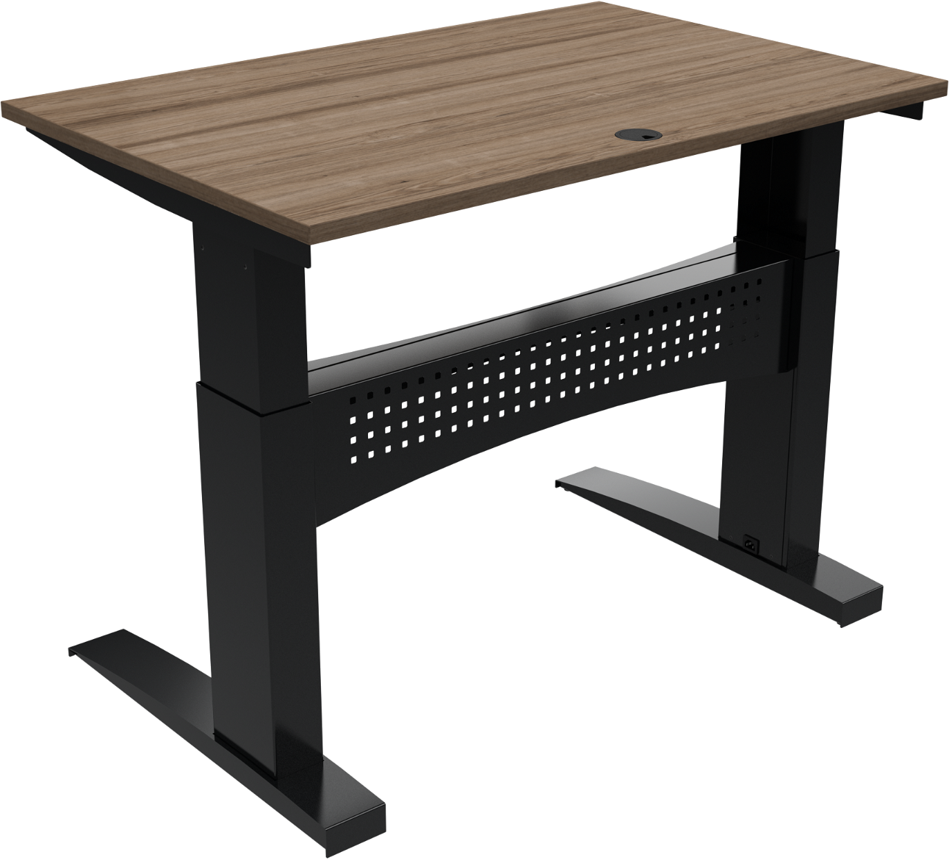 Zennord Flexdesk To-bens Hæve- Sænkebord   Valnødmelamin Mørk Natur Sort 122x80x120 Cm 150 Kg Kapacitet Ergonomisk Kabelføring