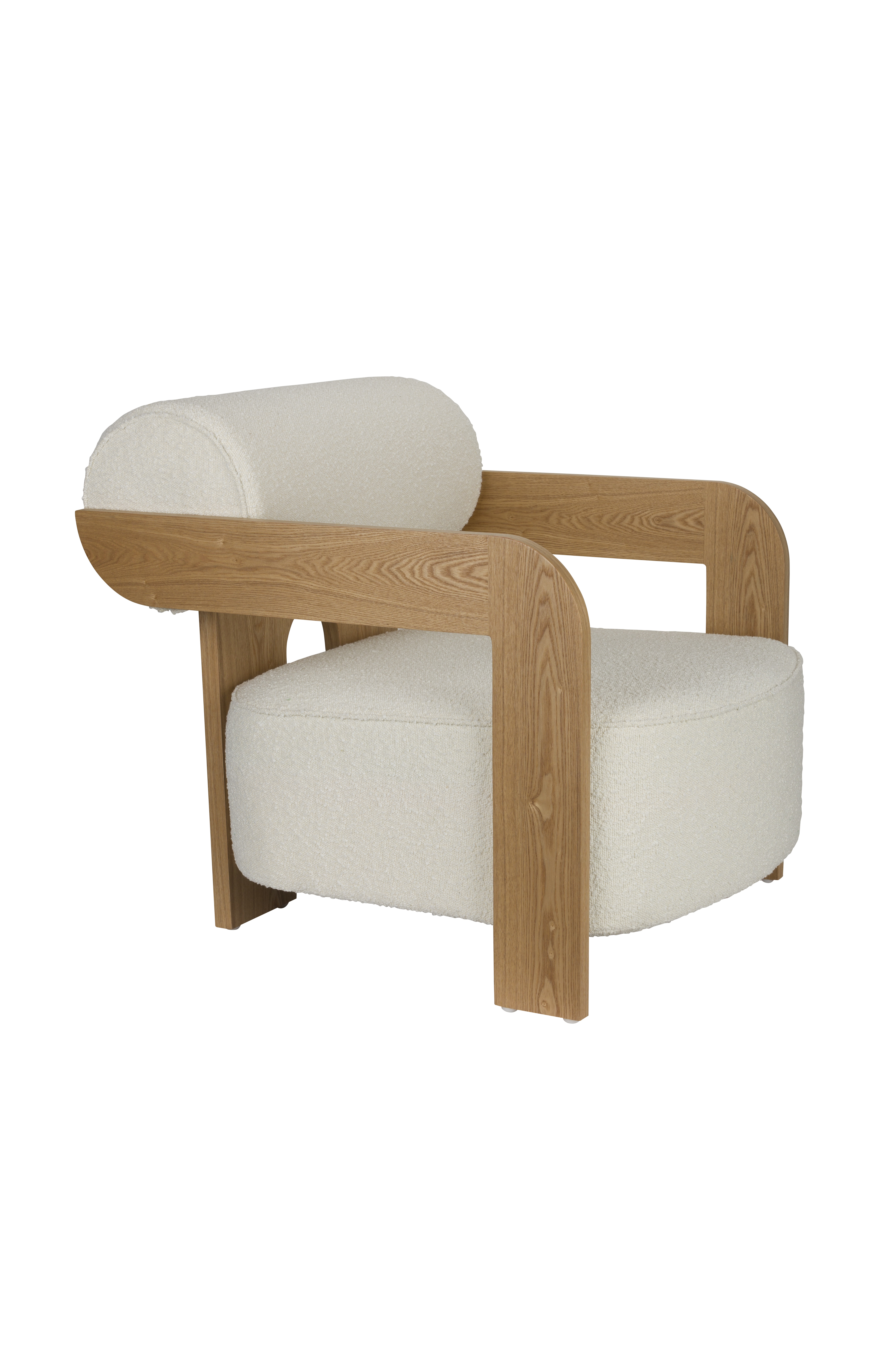 Zuiver Oolong Lænestol     Armlæn Beige Bouclé Polyester Og Asketræ
