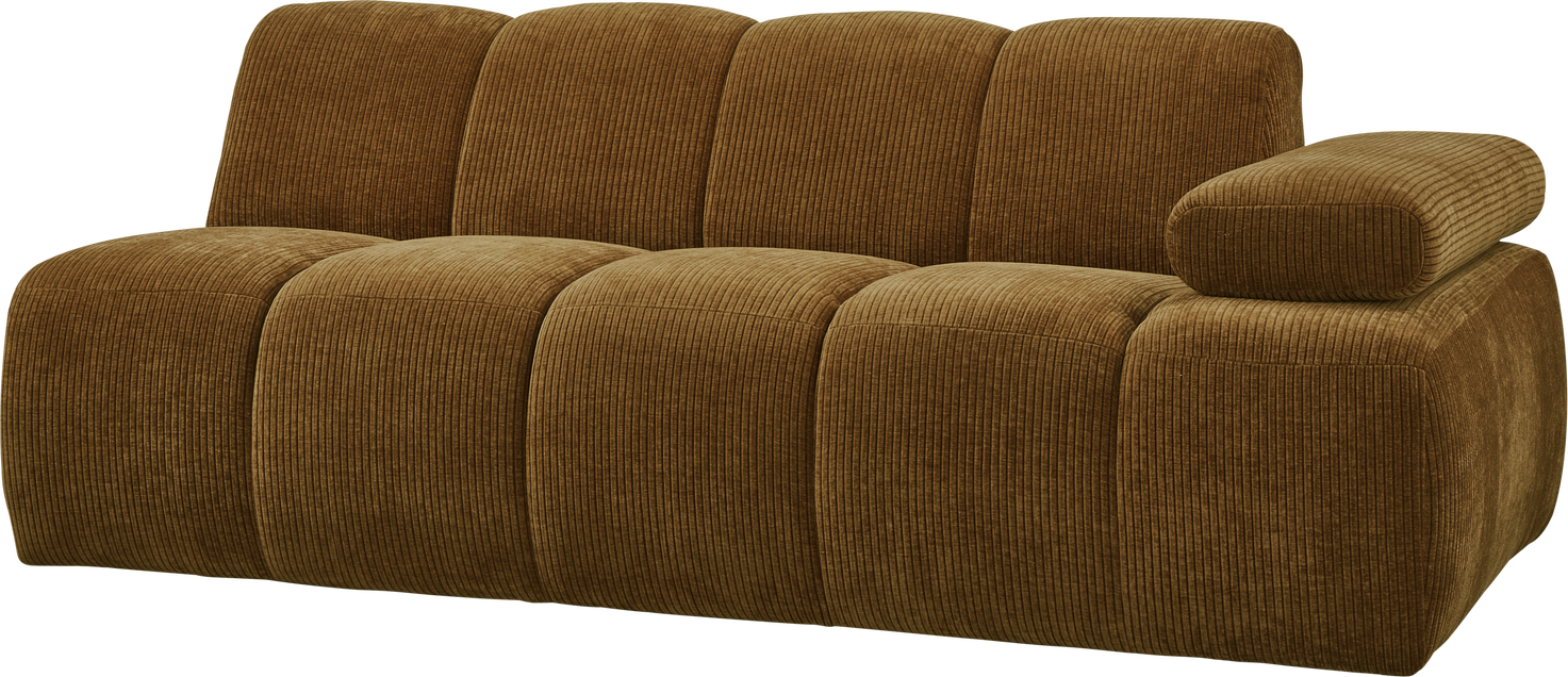 -personers Modulsofa   Sofa Woood Mojo Honninggul Ribstof  Justerbart Armlæn Højre  100  Polyester