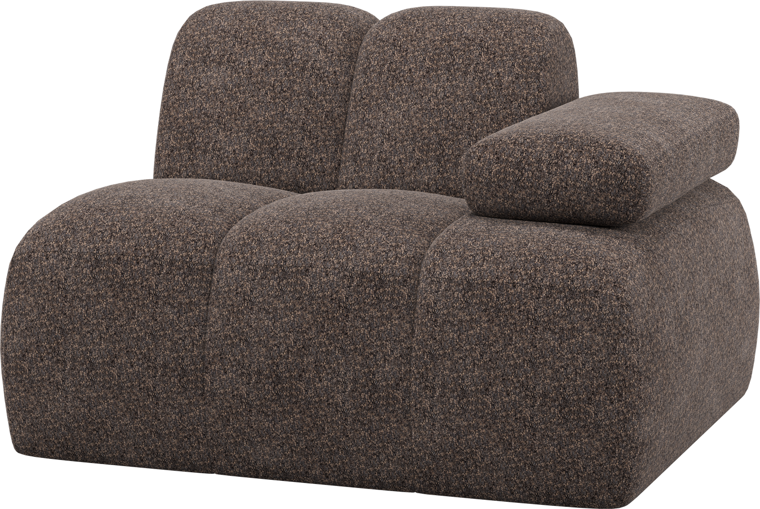 -personers Modulsofa Woood Mojo  Brun Valley   Chenille  Armlæn Højre  Kompakt Loungestol