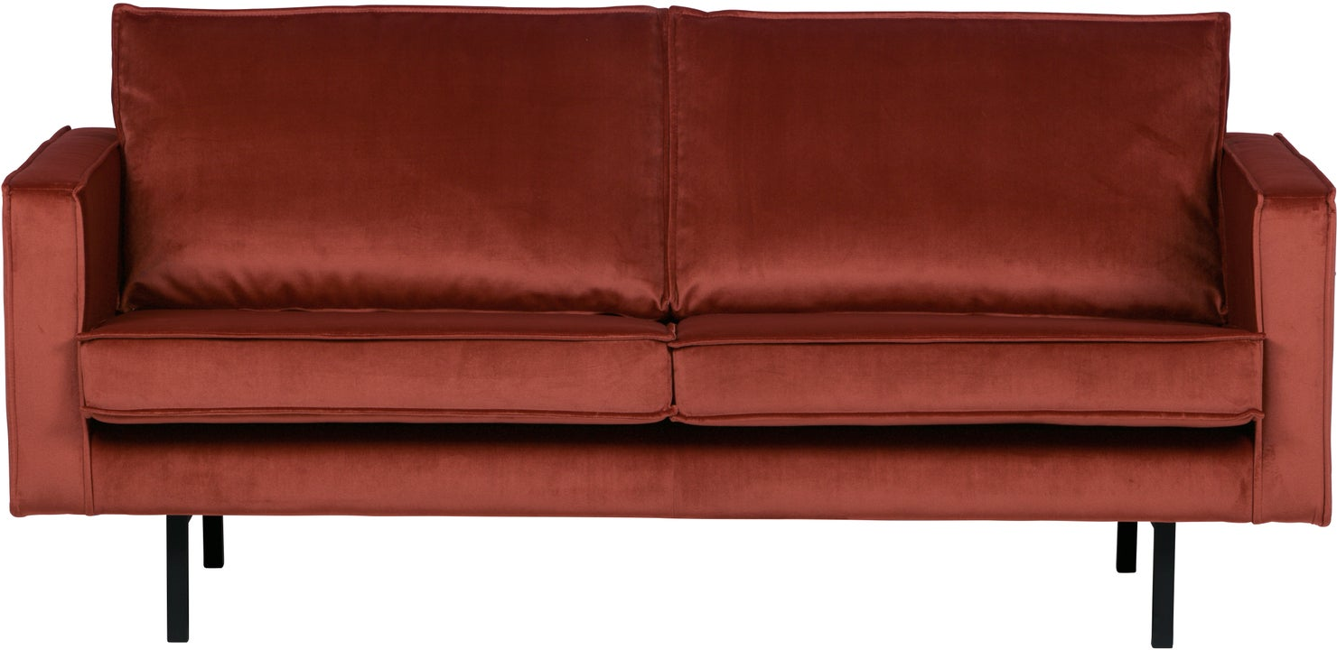-personers Sofa 190 Cm Woood Rodeo Kastanjebrun Velour Jarra Fast Siddekomfort  Høje Metalben