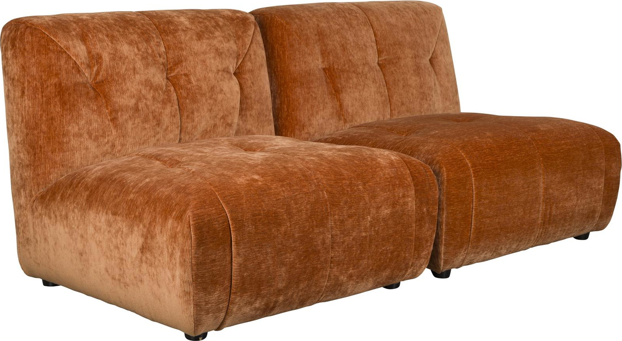 -personers Sofa Dutchbone Giada Kastanjebrun   Polstret Polyester Med Skum  H76xb184xd91 Cm