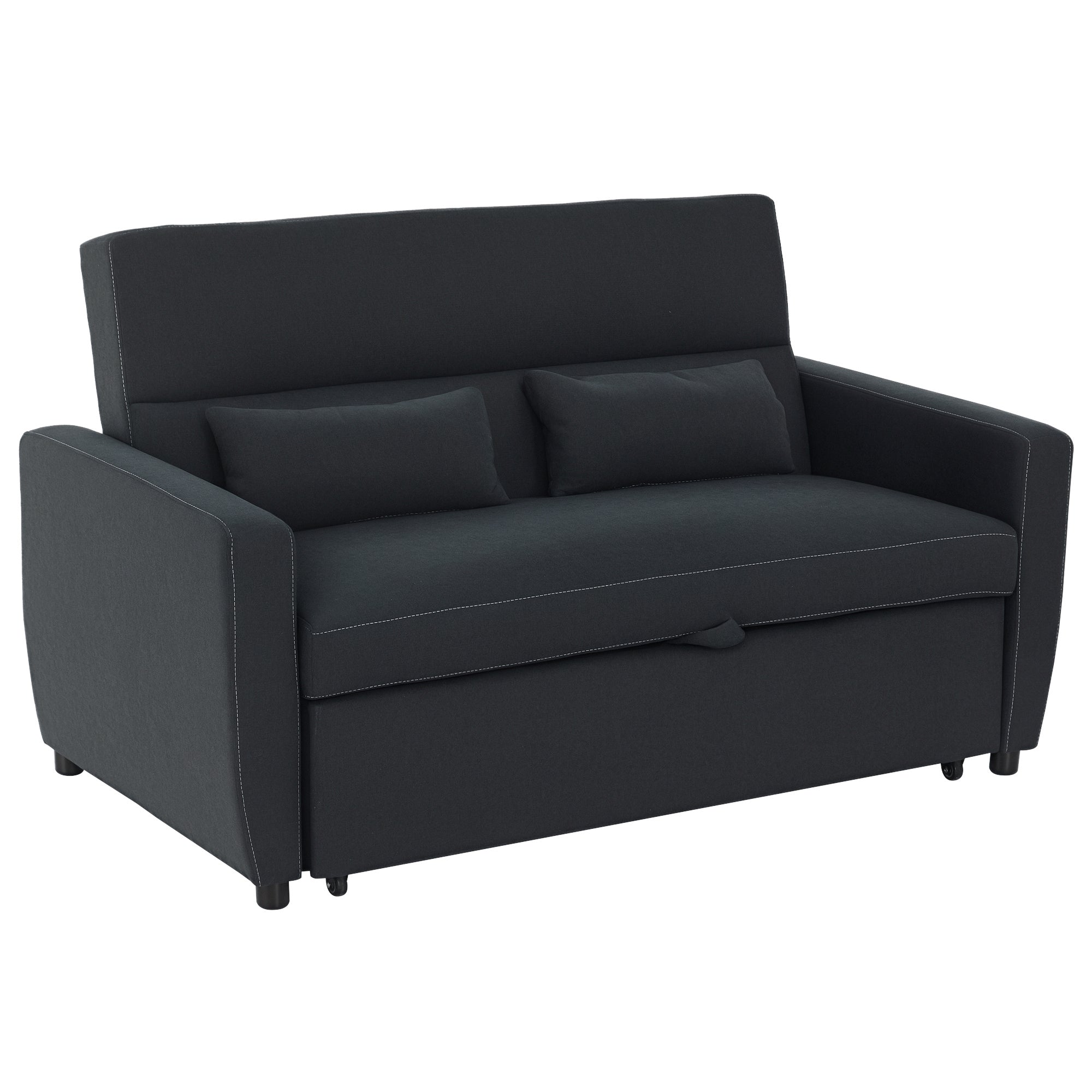 -personers Sofa Med Sengefunktion  Justerbar Ryglæn  Polstret Sofa  Fløjlslook  Til Stue  Soveværelse  Sort