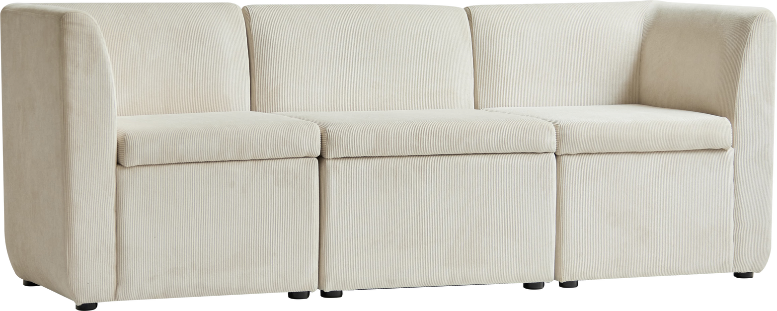 -personers Sofa Nordlys Furniture Varde3places Beige Fløjlssofa 180x60x68 Cm