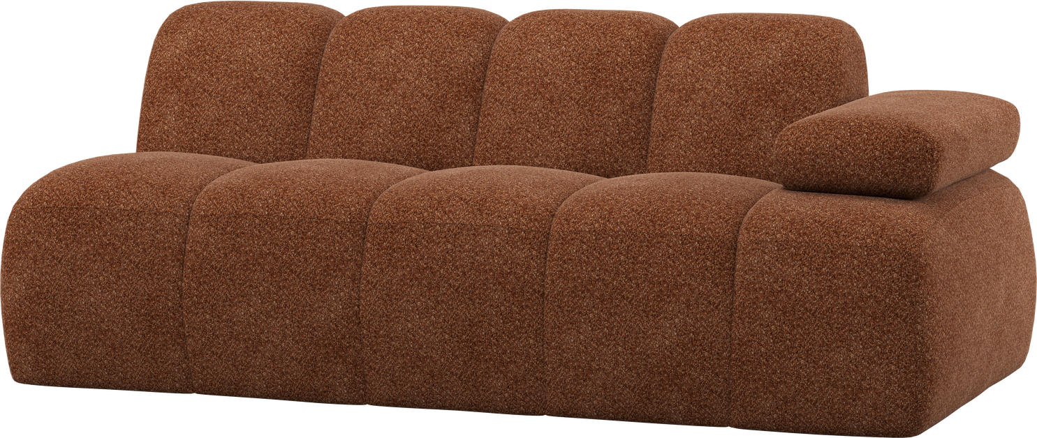 -personers Sofa Woood Mojo Rustbrun Chenille Modulsofa  Armlæn Højre  H74ã B204ã D97 Cm