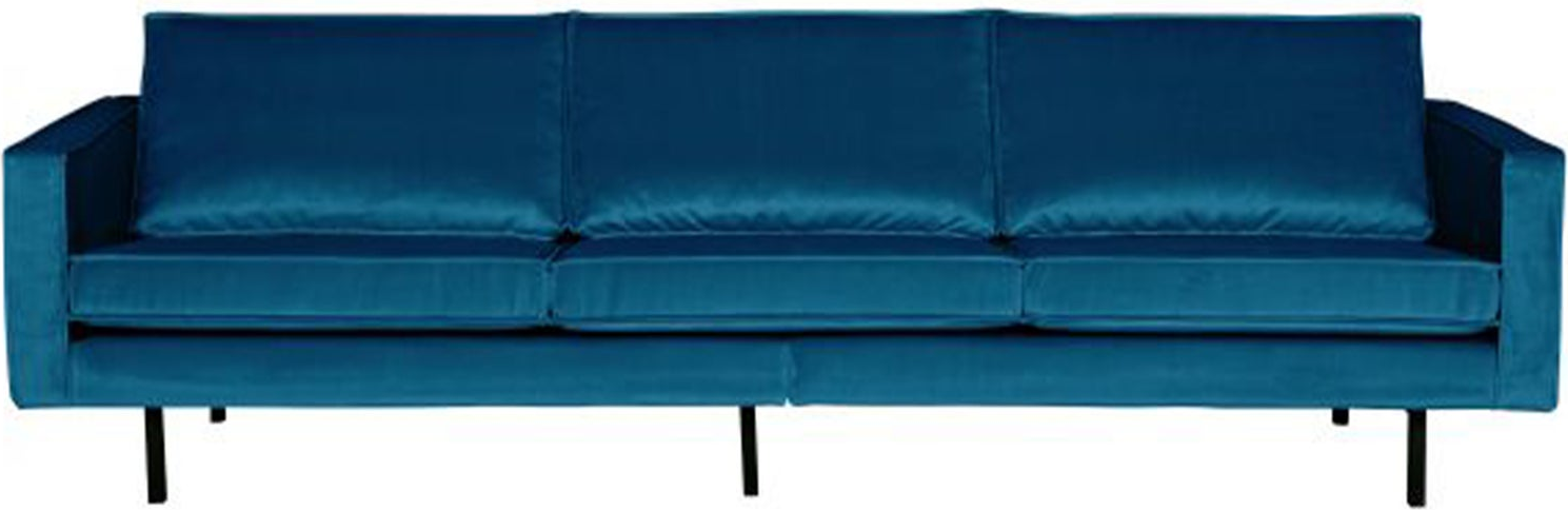 -personers Sofa Woood Rodeo  Blå Velour Fløjl   Fast Siddekomfort  Høj Benramme    277 Cm