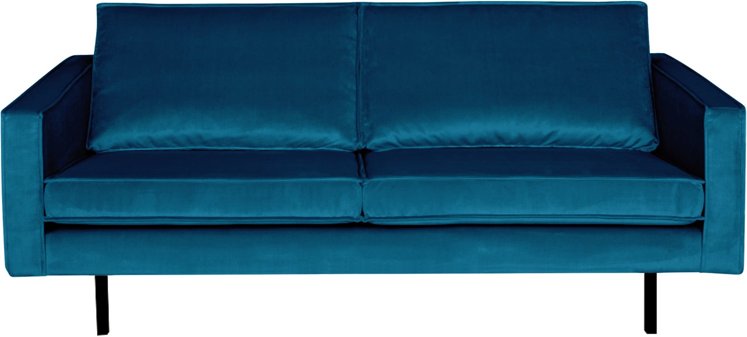 -personers Sofa Woood Rodeo Blå Velour 190x86 Cm Fast Skum   Zigzagfjedre