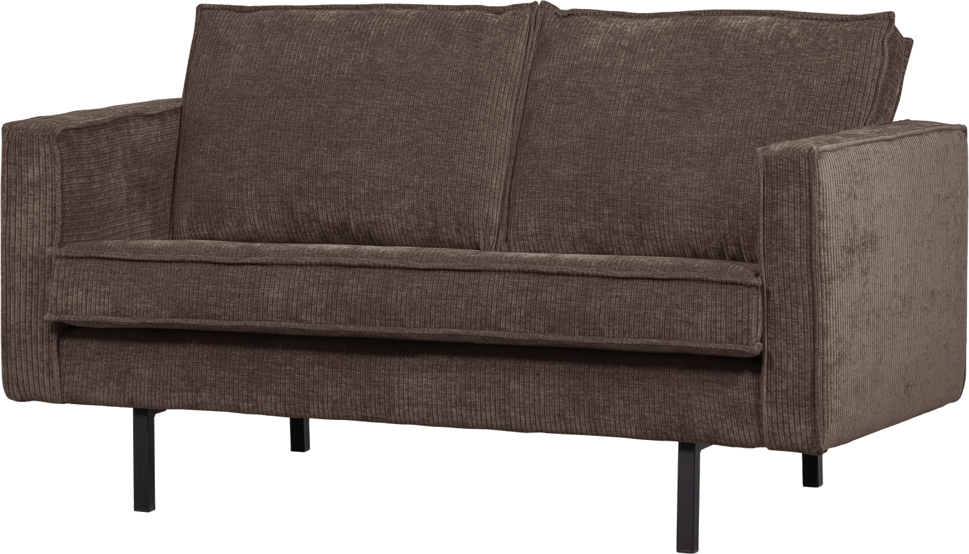 -personers Sofa Woood Rodeo Brun Ribbet Remy-stof 150 Cm  Høje Ben  Moderne 50er-inspireret Design