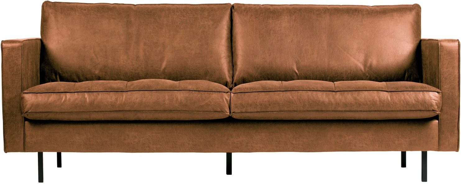 -personers Sofa Woood Rodeo Classic  Cognac Genbrugslæder  Quiltet Sæde  B230 Cm