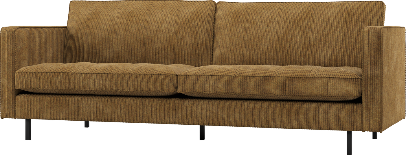 -personers Sofa Woood Rodeo Classic Honninggul Jacquardvævet Ribstof  Faste Hynder  Høje Ben