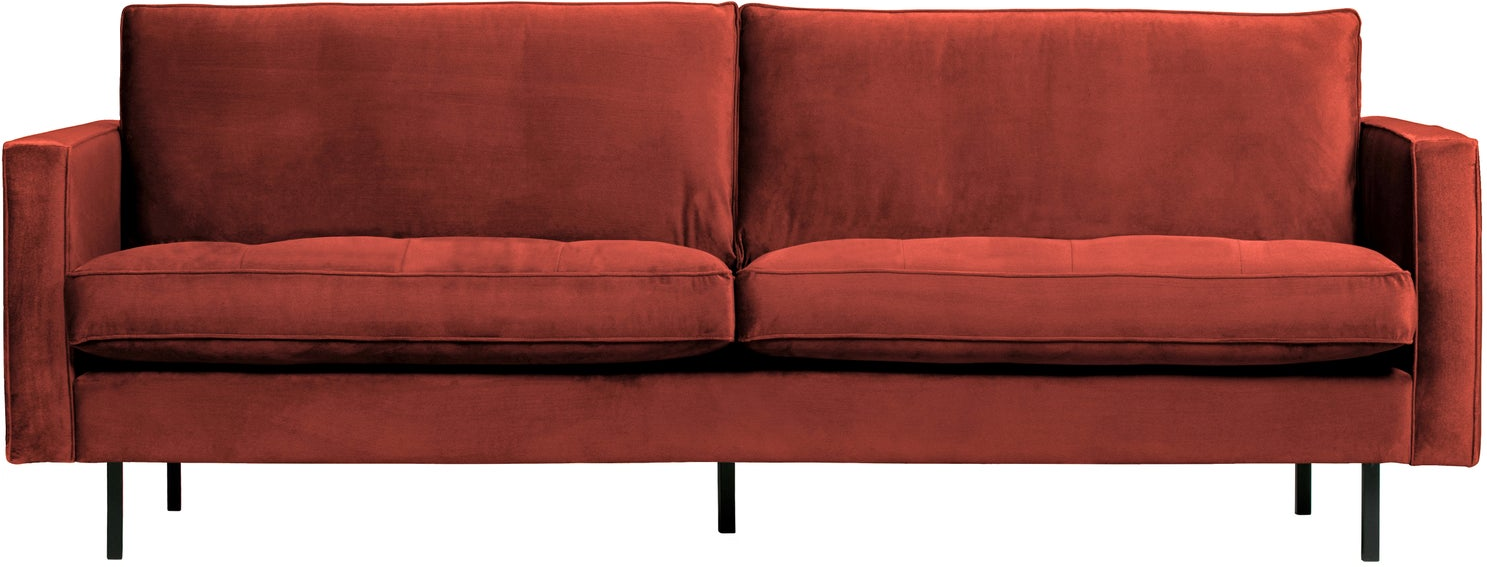 -personers Sofa Woood Rodeo Classic  Kastanjebrun Velour  230 Cm  Fast Siddekomfort  Quiltede Sædehynder