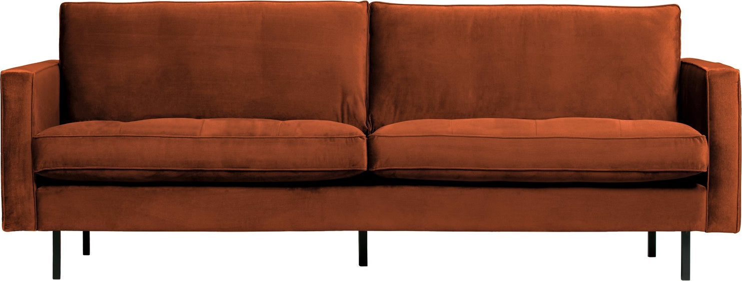 -personers Sofa Woood Rodeo Classic  Rustfarvet Velour  Quiltede Sædehynder  Fast Siddekomfort
