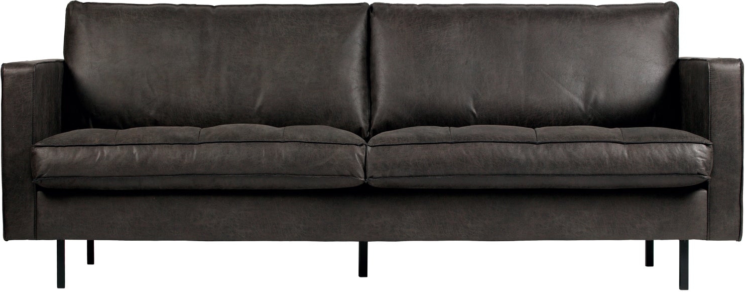 -personers Sofa Woood Rodeo Classic Sort Ecolæder  Quiltede Siddepuder  230 Cm