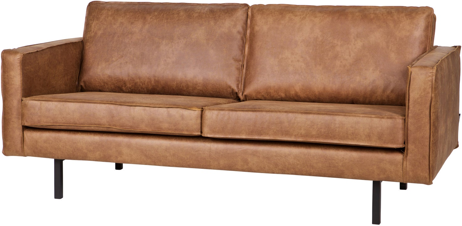 -personers Sofa Woood Rodeo Cognac Ecoleather Kunstlæder Med Metalstel  Fast Siddekomfort  190x86 Cm
