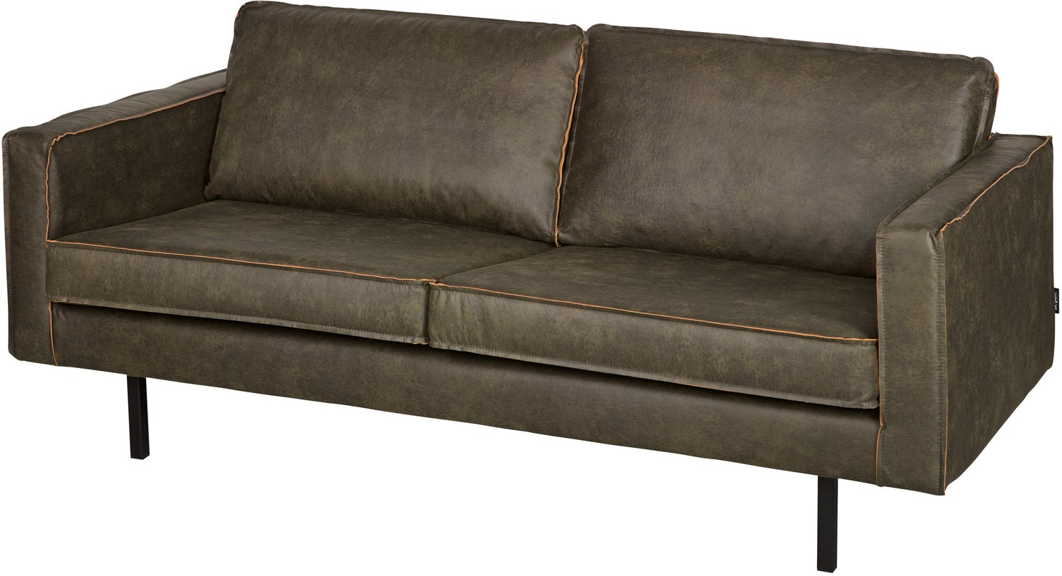 -personers Sofa Woood Rodeo   Ecoleather Kunstlæder Armygrøn  Metalstel  Fast Siddekomfort  B190 Cm