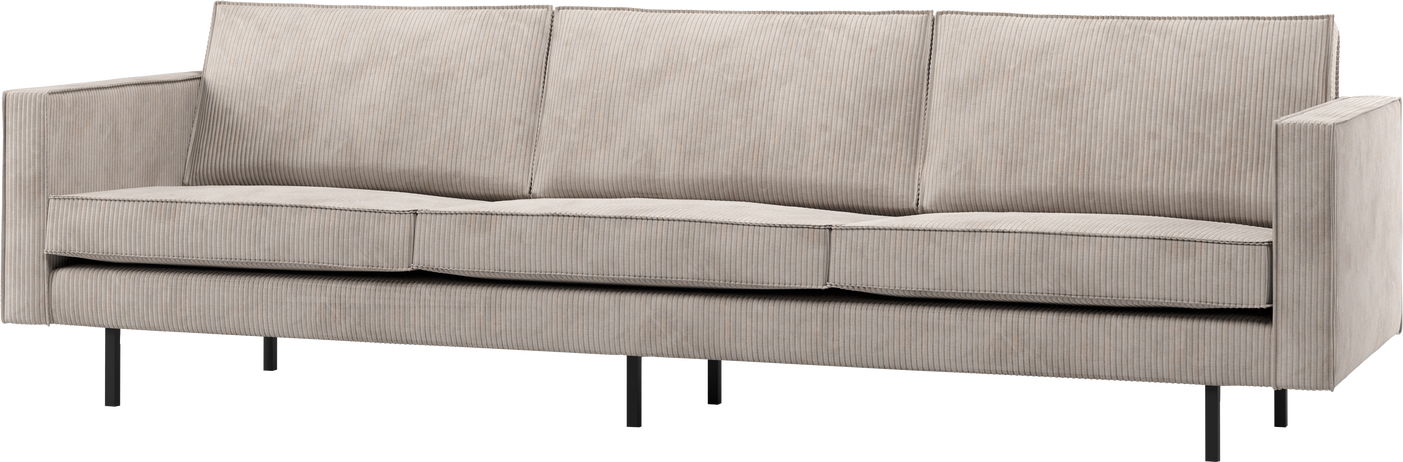 -personers Sofa Woood Rodeo   Ecru Ribstof  Fløjlsagtigt  277 Cm  Fast Komfort  Høj Slidstyrke
