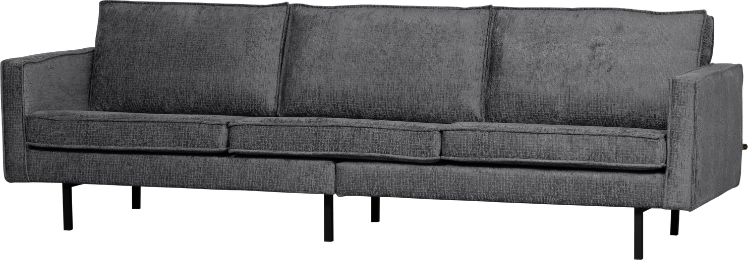 -personers Sofa Woood Rodeo  Grå Struktureret Velour  Moderne Højt Stel  277 Cm