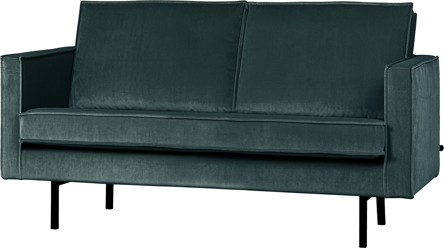 -personers Sofa Woood Rodeo  Grønblå Velour  150 Cm  Fast Sæde