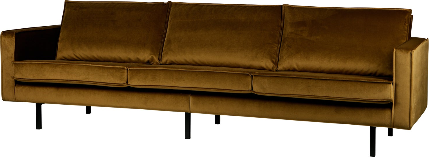 -personers Sofa Woood Rodeo  Honninggul Velour Fløjl 277 Cm Moderne Med Høje Metalben