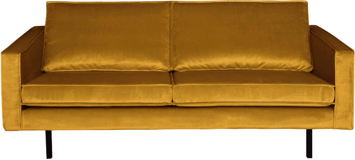 -personers Sofa Woood Rodeo   Oker Velour  B190 Cm  Fast Siddekomfort  Metalstel  Martindale 100 000