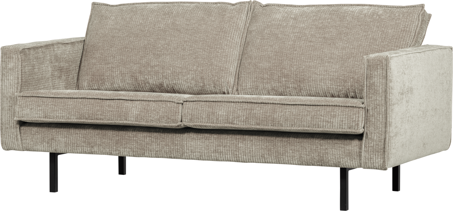 -personers Sofa Woood Rodeo   Jacquardvævet Ribstof Mørk Sand  100  Polyester  Faste Sæder  Metalben