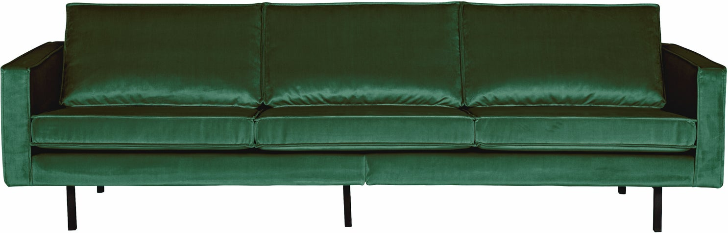 -personers Sofa Woood Rodeo Skovgrøn Fyldig Jarra-velour 277 Cm Høj Metalben Fast Siddekomfort Martindale 100000