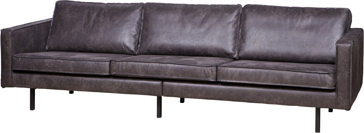 -personers Sofa Woood Rodeo  Sort Ecoleather Læderlook  Høje Ben  Rummelig 277 Cm