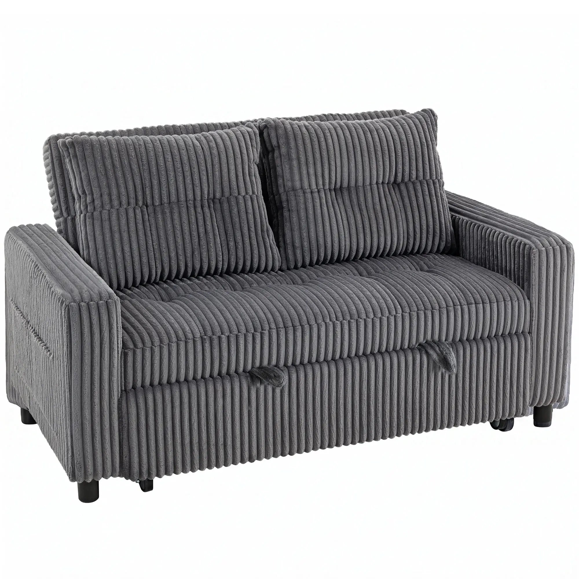 -personers Sovesofa   Fløjl  Omdannes Nemt Til Seng  Inkl    Puder Og Sidelommer  157   190 Cm  Mørkegrå