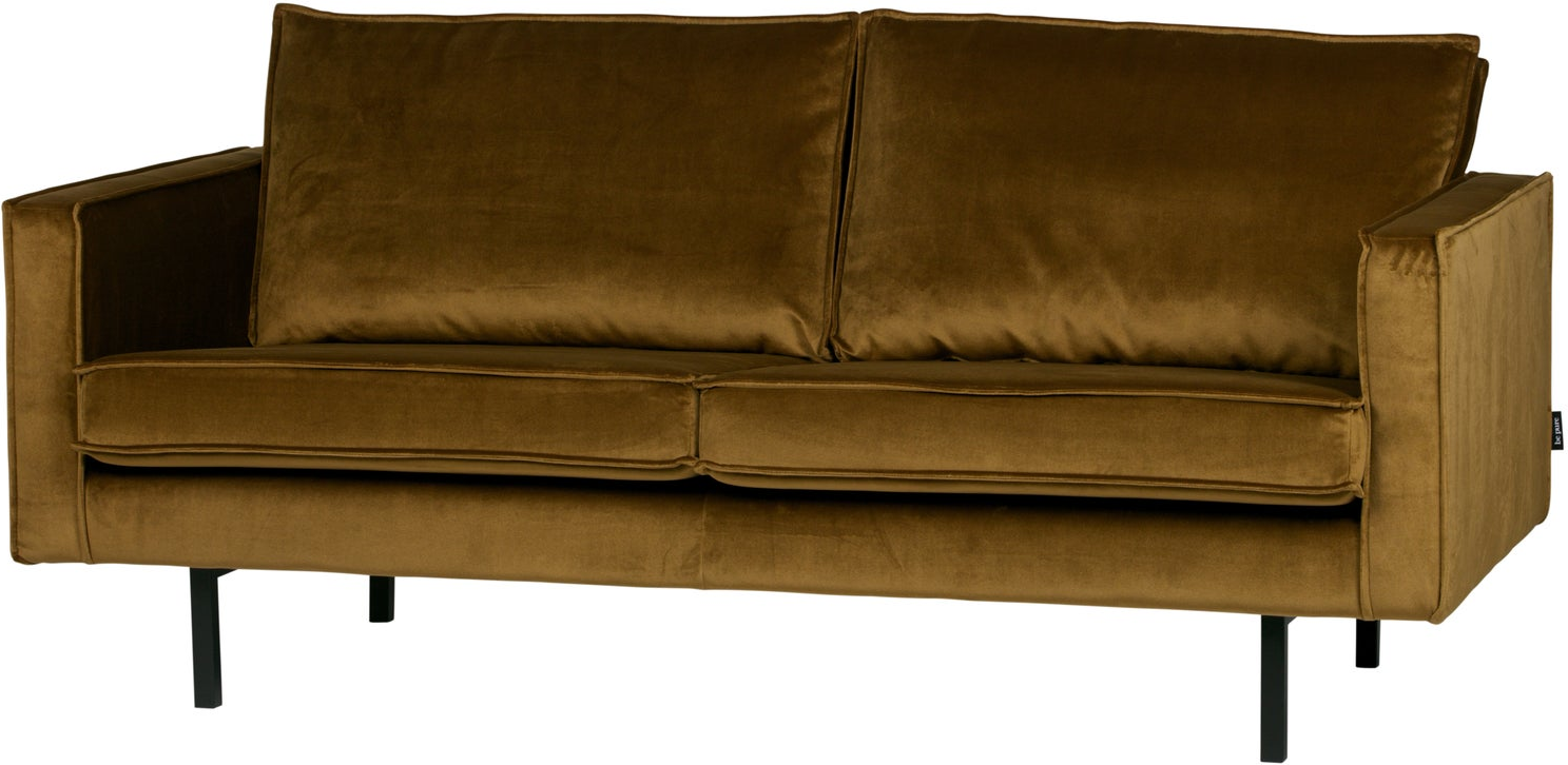 -personers Veloursofa Woood Rodeo Honninggul  Fast Siddekomfort  Høj Benramme