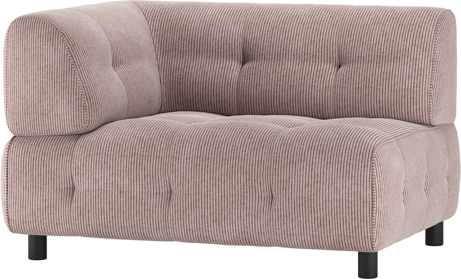 -sæders Modulsofa Woood Louis Venstre Arm Lyserød Fløjl 122x90x73 Cm